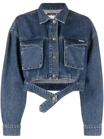 Rotate Birger Christensen Blue Senna Cropped Denim Jacket