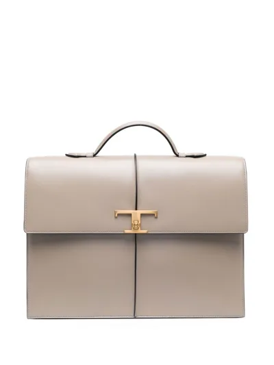 Tod's T Timeless Briefcase In Nude