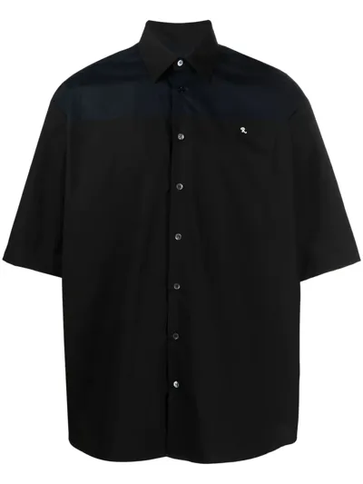 Raf Simons Ghost Slogan Print Bowling Shirt In Schwarz