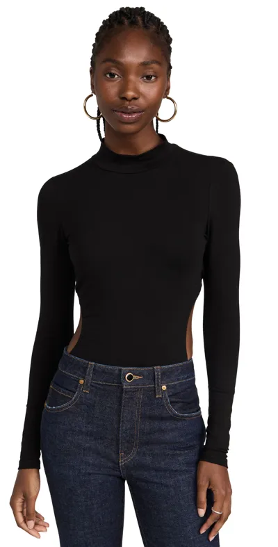 Something Navy Turtleneck Cut Out Bodysuit In Black