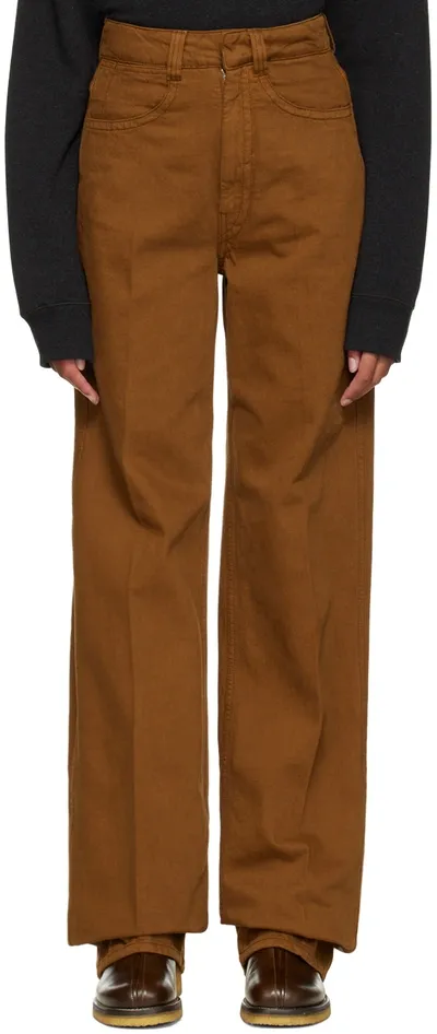 Lemaire Brown High Waisted Jeans In Br418 Cigar