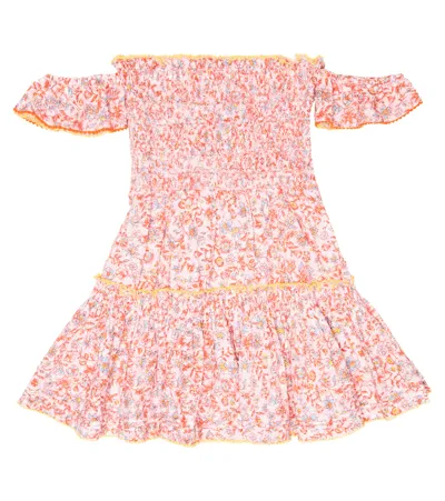 Poupette St Barth Kids' Aurora Floral Cotton Dress In Pink Magnolia