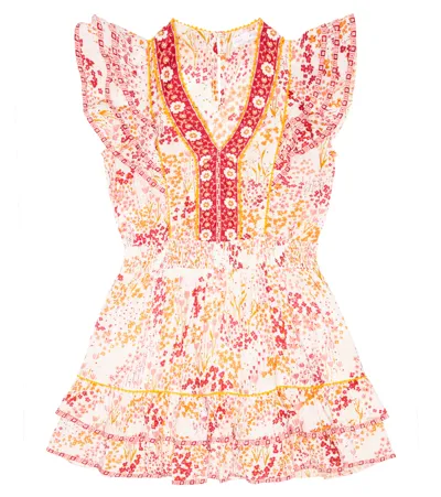 Poupette St Barth Kids' Camila Floral Dress In White Pink Tulipe