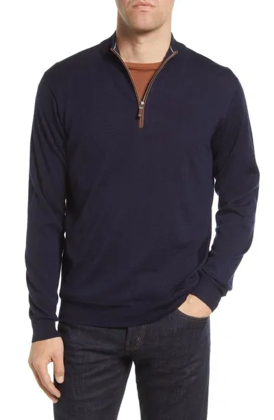 Peter Millar Crown Soft Quarter Zip Merino Wool Blend Pullover In Navy