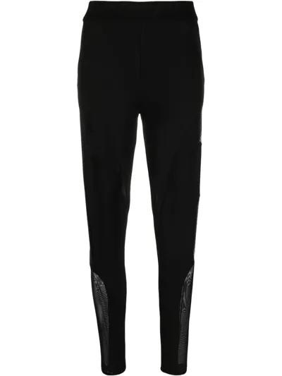 Philipp Plein Sheer-panel Ribbed Stretch Leggings In Black