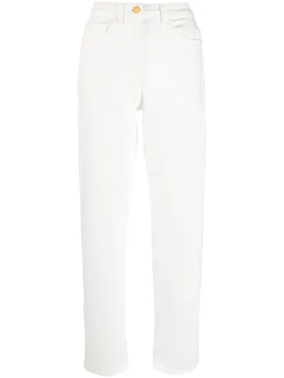 Elisabetta Franchi High-waisted Straight Trousers In Nude