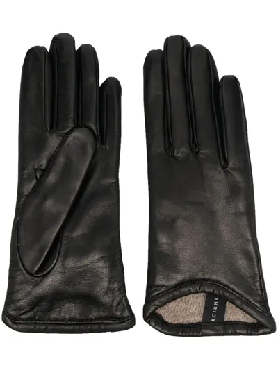 Orciani Wool-cashmere Lined Leather Gloves In Schwarz