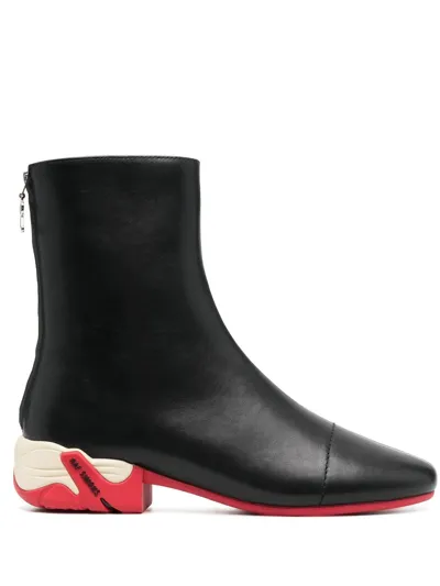 Raf Simons Black Solaris 45 Leather Ankle Boots