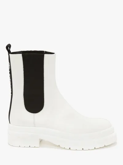 Jw Anderson Logo-print Chelsea Boots In White