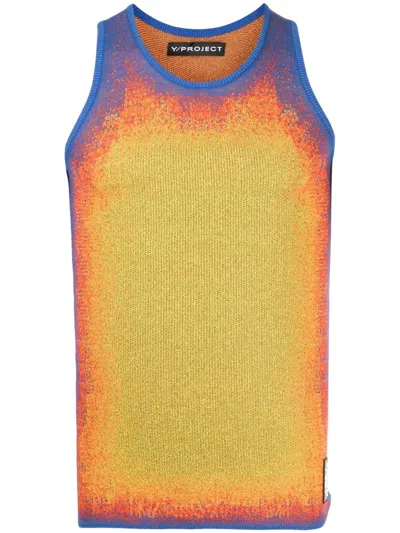 Y/project Gradient-knit Cotton-blend Tank Top In Yellow Orange Blue