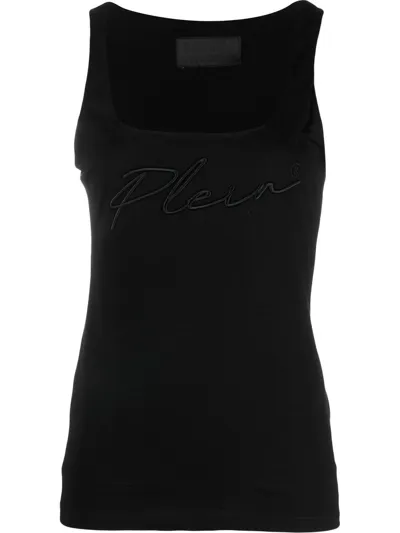 Philipp Plein Logo-embroidered Tank Top In Black