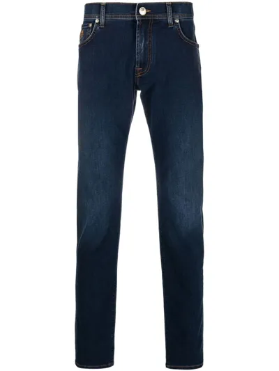 Corneliani Straight Leg Mid-rise Jeans In Blau