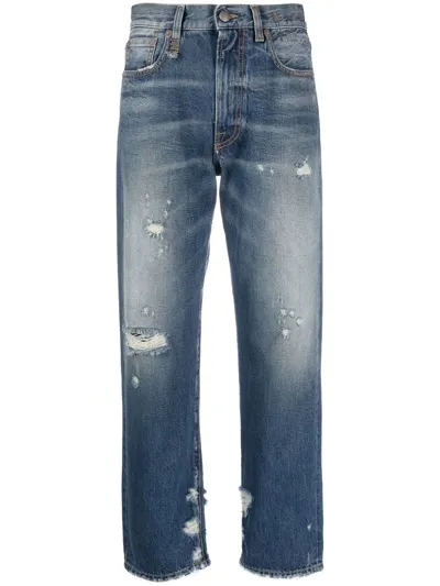 R13 Distressed High-waist Jeans In Blue