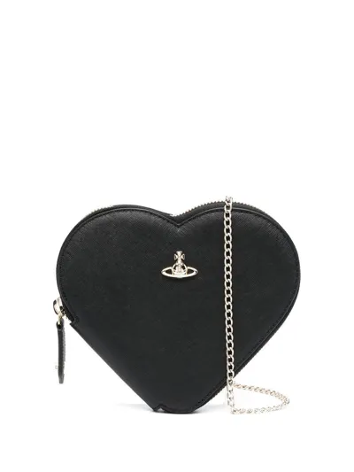 Vivienne Westwood Heart-shape Signature-orb Crossbody Bag In Nero