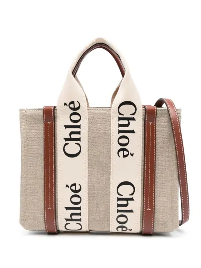 Chloé Logo-print Tote Bag In Nude