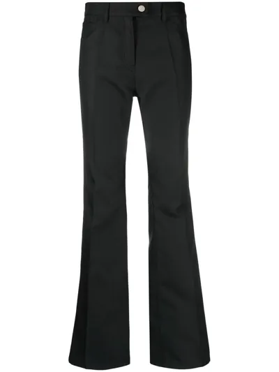 Courrèges Logo-embroidered Bootcut Trousers In Nero