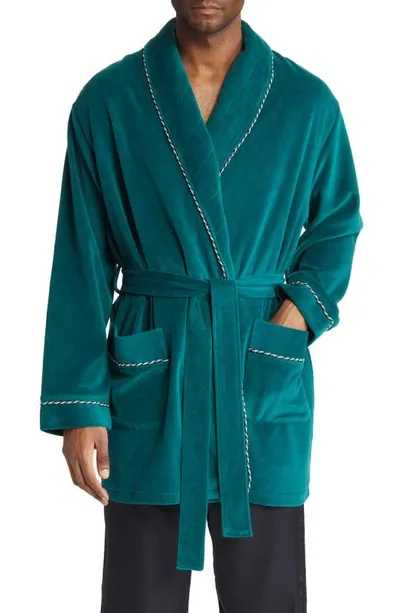 Majestic Refinery Velour Smoking Jacket In Green