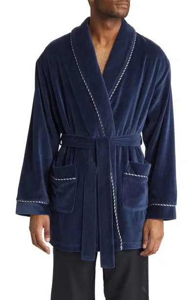 Majestic Refinery Velour Smoking Jacket In Navy