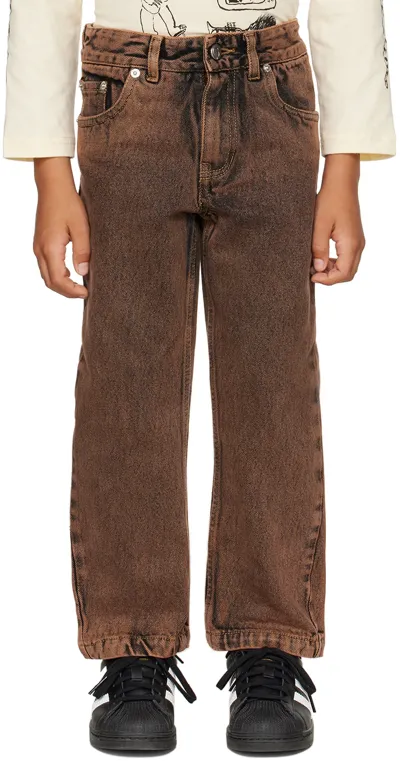 Wildkind Kids Brown Rodney Jeans In Acid Washed Brown