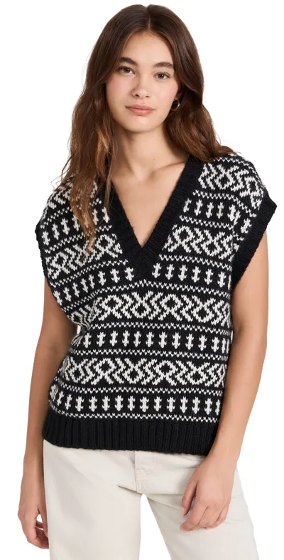 The Great The Geo Fair Isle Alpaca Sweater Vest In Black