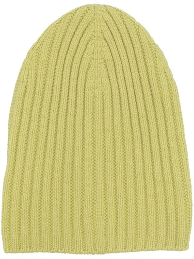 Barrie Ribbed Cashmere Beanie In Yellow