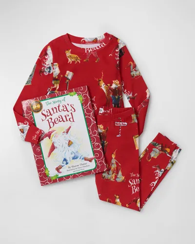 Books To Bed Kid's The Story Of Santa's Beard Book And Printed Pajama Set In Red