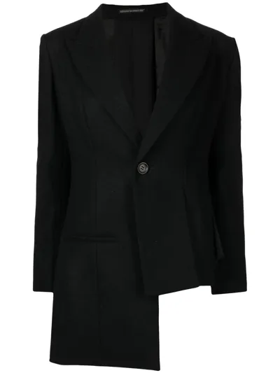 Yohji Yamamoto Asymmetric-hem Blazer Jacket In Black