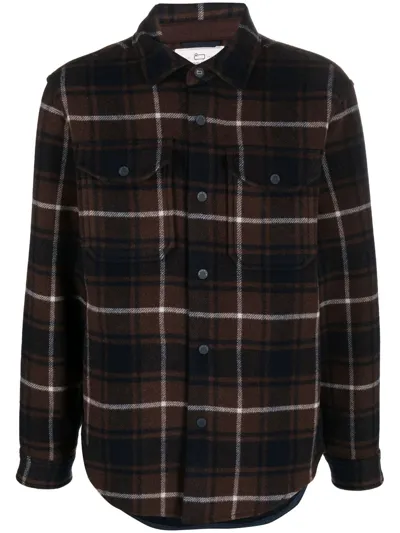 Woolrich Plaid-check Shirt Jacket In Brown