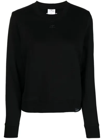 Courrèges Logo-patch Cotton Sweatshirt In Black