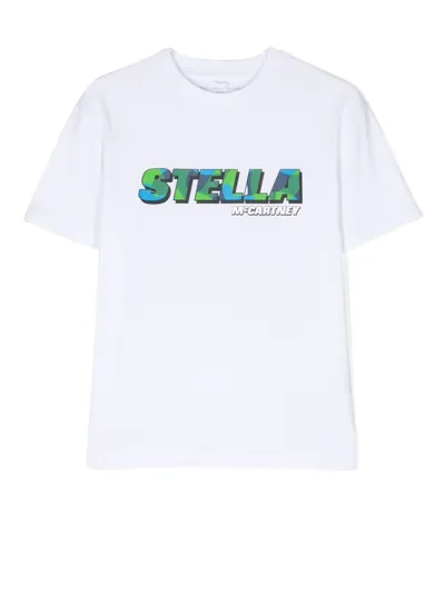 Stella Mccartney Kids' Logo Print T-shirt In White