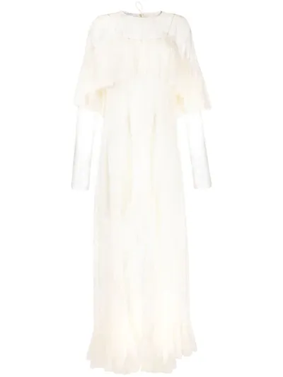 Philosophy Di Lorenzo Serafini Layered Lace Gown In White