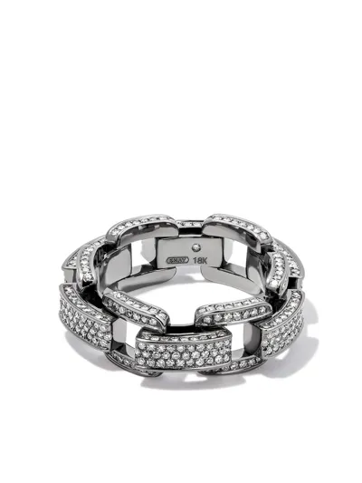 Shay 18kt Black Gold Diamond Chain-link Ring