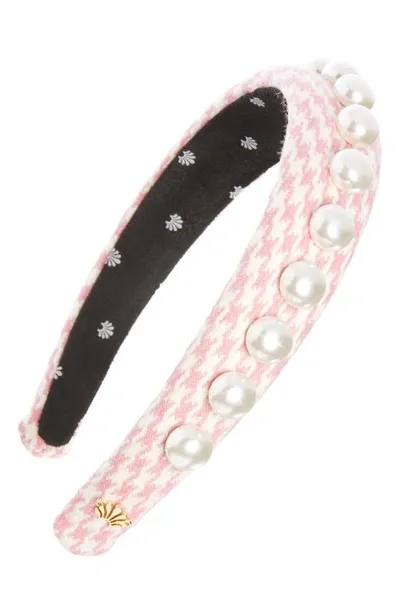 Lele Sadoughi Kids Alice Embellished Houndstooth Headband In Pink