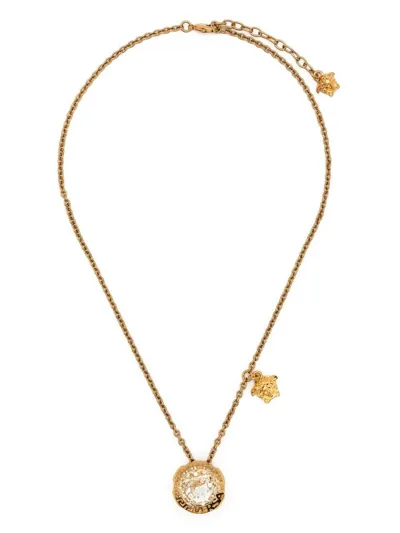 Versace Medusa Necklace With Crystals In Oro