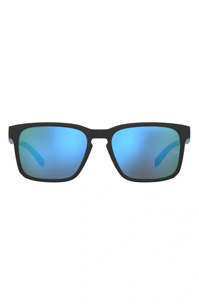 Under Armour 57mm Rectangular Sunglasses In Black Blue