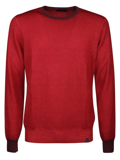 Fay Crew-neck Virgin Wool Jumper In Red