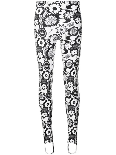 Amir Slama Floral-print High-waisted Leggings In Black