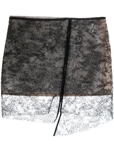 Nué Lace Overlay Asymmetric Skirt In Silver