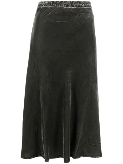 Gold Hawk Velvet Maxi Skirt In Grey