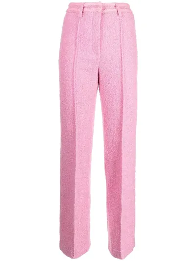 Rotate Birger Christensen Braid-detail Tailored Trousers In Pink