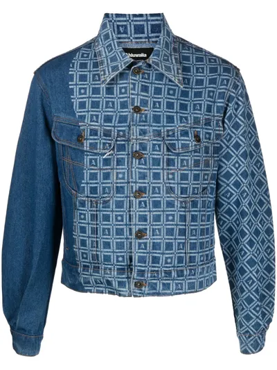 Ahluwalia Blue Priya Panelled Monogram Denim Jacket