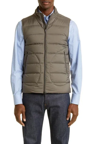 Herno Legend Matte Nylon Down Puffer Vest In Turtledove