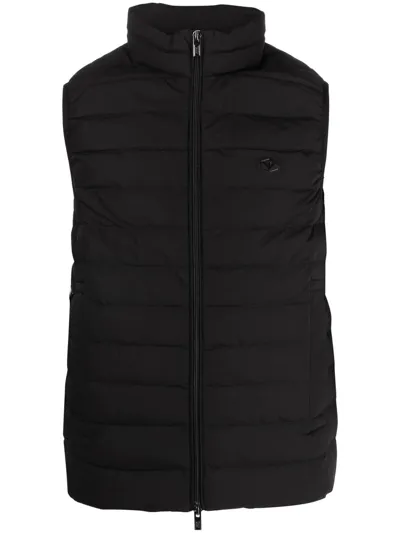 Emporio Armani Logo-plaque Zip-up Gilet In Black