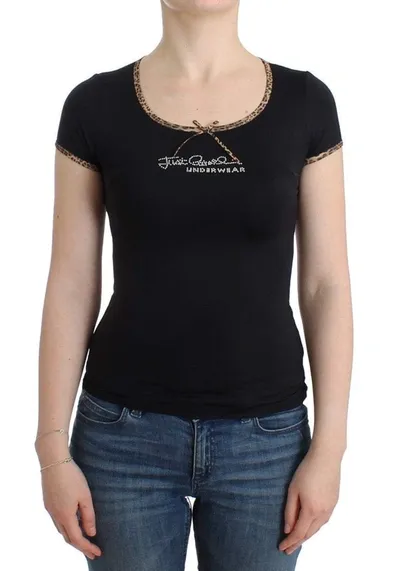 Cavalli Black Nylon Top T-shirt