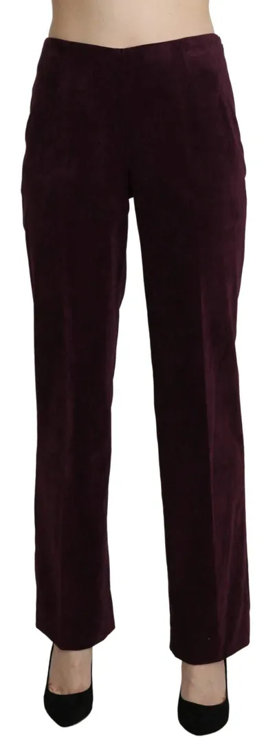 Bencivenga Purple Suede High Waist Straight Trouser Pants