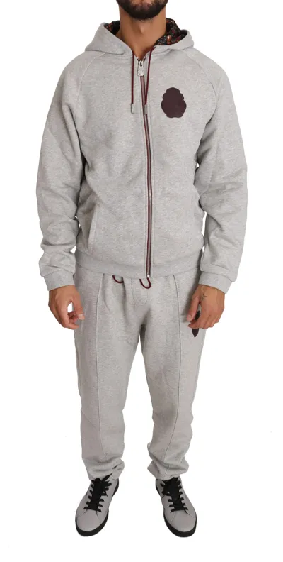 Billionaire Italian Couture Cotton Hooded Sweater Pants Tracksuit In Gray