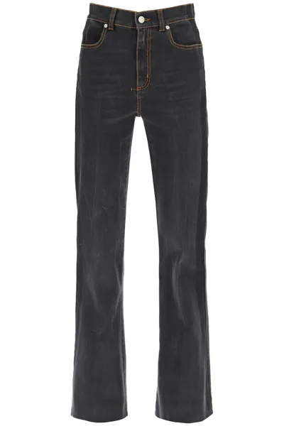 Alexander Mcqueen Bootcut Stretch Denim Jeans In Black