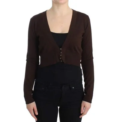 Cavalli Women  Cropped Wool Cardigan In Brown