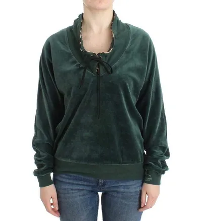 Cavalli Women  Velvet Cotton Sweater In Green