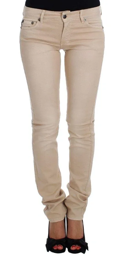 Cavalli Women  Wash Slim Fit Cotton Stretch Jeans In Beige